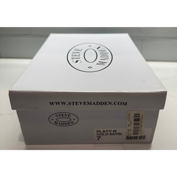 Steve Madden Peep-toe Platform Pumps Heels, Gold Satin, Rhinestones, Size 7, NIB - Picture 10 of 10